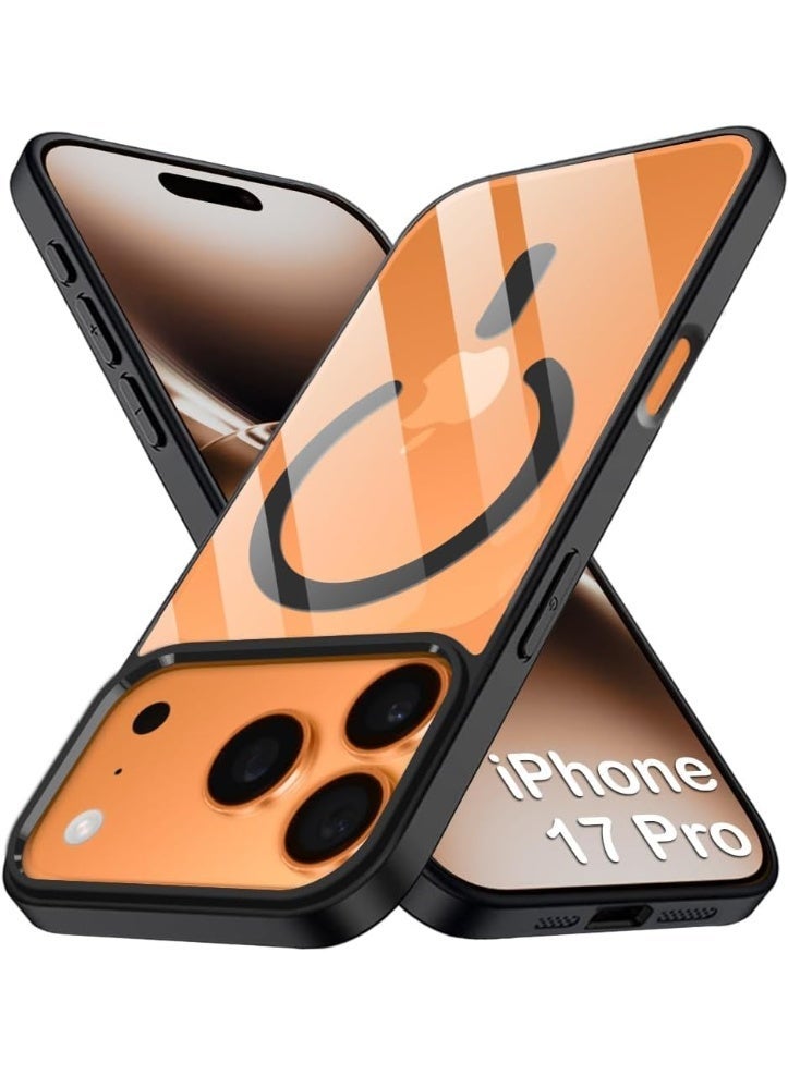 جراب مغناطيسي لهاتف آيفون 17 برو متوافق مع MagSafe، غطاء حماية مقاوم للصدمات، إطار TPU غير لامع بلون موحد، ظهر شفاف مقاوم للخدش (أسود) - Image 1